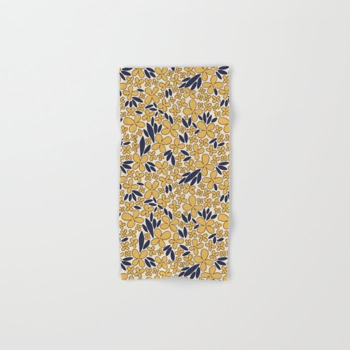 Four-leaf Flower Pattern / Yellow & Blue Bath Towel Gallery Image 1
