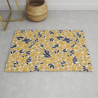 Four-leaf Flower Pattern / Yellow & Blue Rug Gallery Image 1