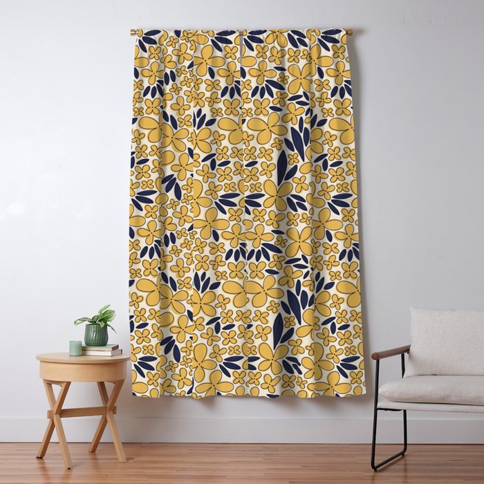 Four-leaf Flower Pattern / Yellow & Blue Window Curtain Gallery Image 5