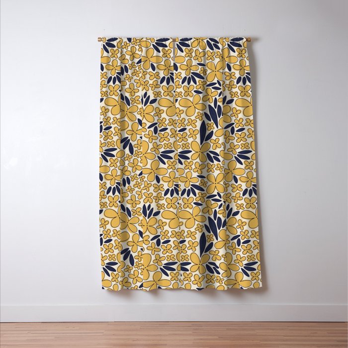 Four-leaf Flower Pattern / Yellow & Blue Window Curtain Gallery Image 3
