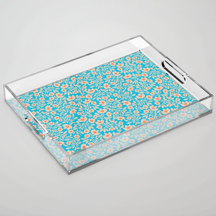 Tropical Blooms Pattern - Blue Acrylic Tray Gallery Image 1