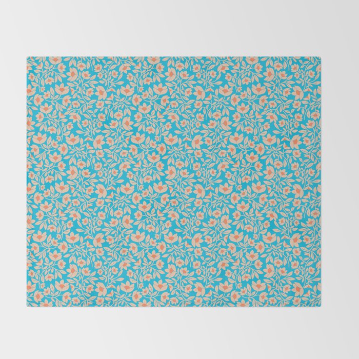 Tropical Blooms Pattern - Blue Throw Blanket Gallery Image 2