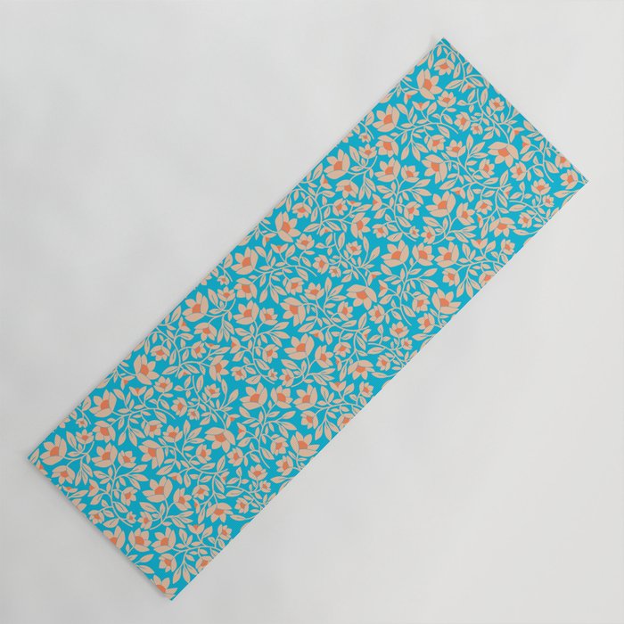 Tropical Blooms Pattern - Blue Yoga Mat Gallery Image 1