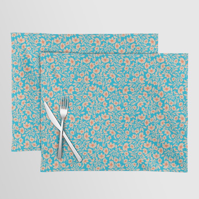 Tropical Blooms Pattern - Blue Placemat Gallery Image 1