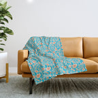 Tropical Blooms Pattern - Blue Throw Blanket Gallery Image 1