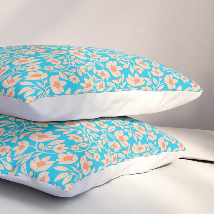 Tropical Blooms Pattern - Blue Pillow Sham Gallery Image 3