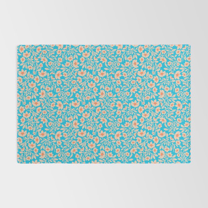 Tropical Blooms Pattern - Blue Rug Gallery Image 2
