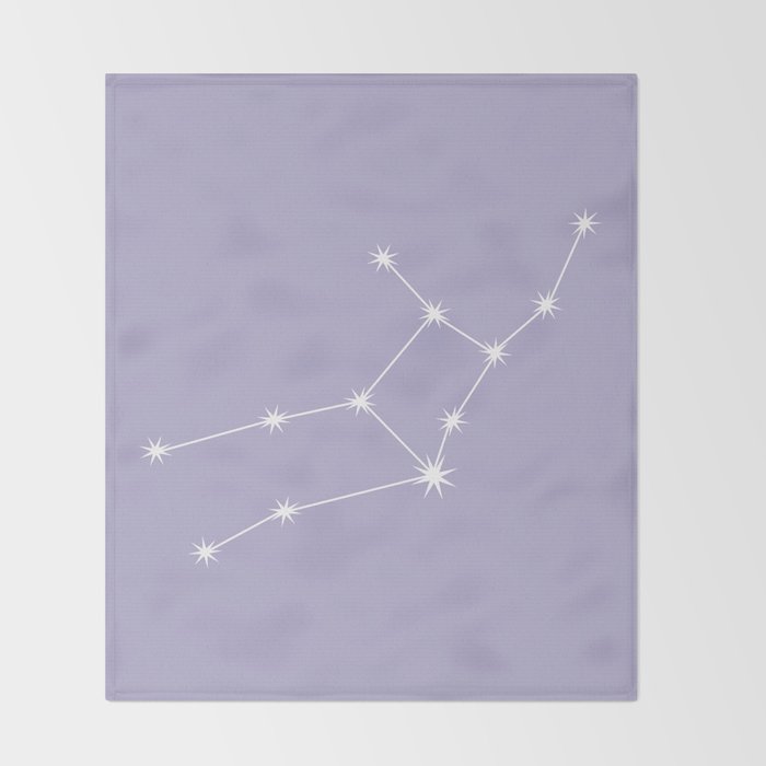 Virgo Zodiac Star Constellation Line Art Pastel Lavender Throw Blanket Gallery Image 2