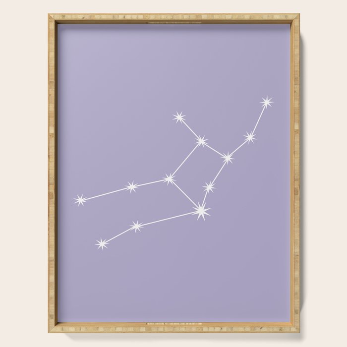 Virgo Zodiac Star Constellation Line Art Pastel Lavender Serving Tray Gallery Image 1
