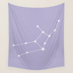 Virgo Zodiac Star Constellation Line Art Pastel Lavender Wall Tapestry Gallery Image 4