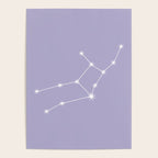 Virgo Zodiac Star Constellation Line Art Pastel Lavender Poster Gallery Image 4