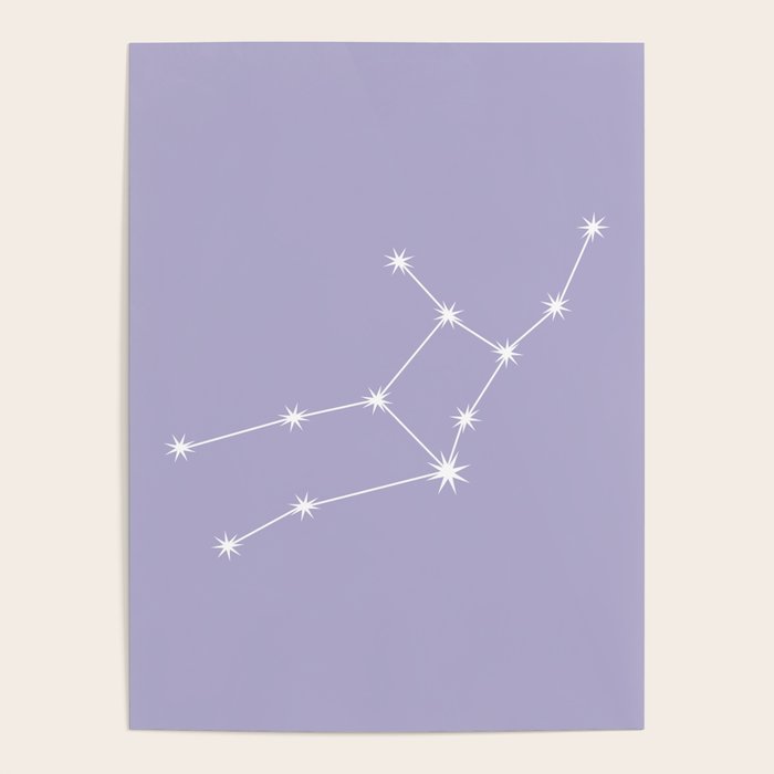 Virgo Zodiac Star Constellation Line Art Pastel Lavender Poster Gallery Image 4
