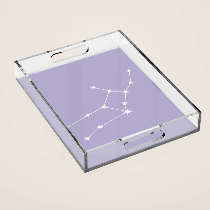Virgo Zodiac Star Constellation Line Art Pastel Lavender Acrylic Tray Gallery Image 1
