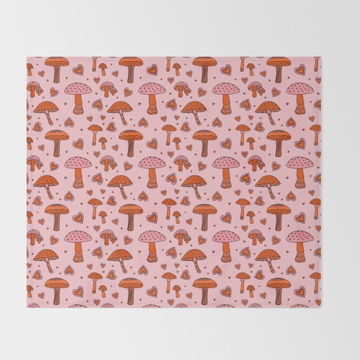 Valentine Mushrooms Throw Blanket Gallery Image 2