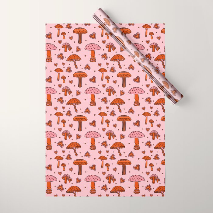 Valentine Mushrooms Wrapping Paper Gallery Image 1
