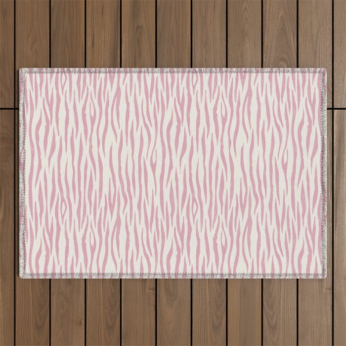 Tiger Stripes In Pink and Cream Outdoor Rug Gallery Image 1