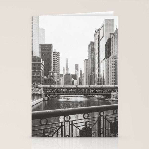 Chicago River Black and White Stationery Card Gallery Image 2