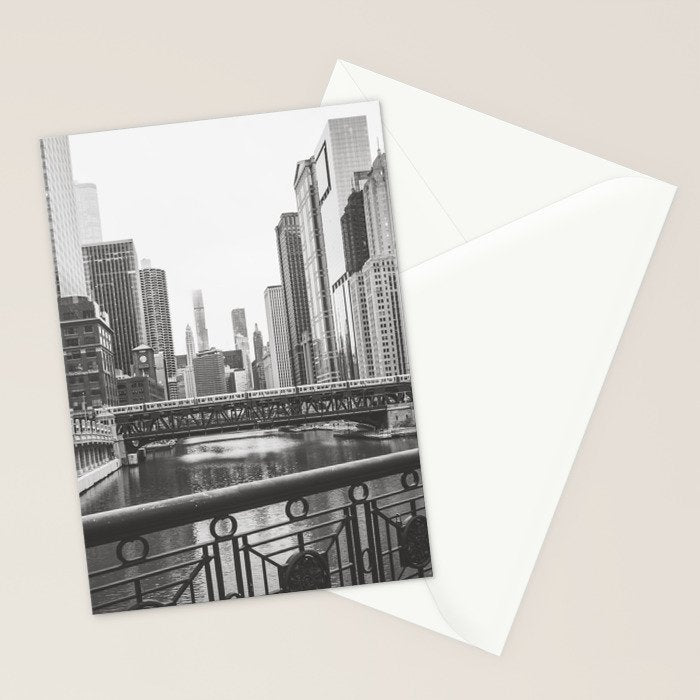 Chicago River Black and White Stationery Card Gallery Image 2