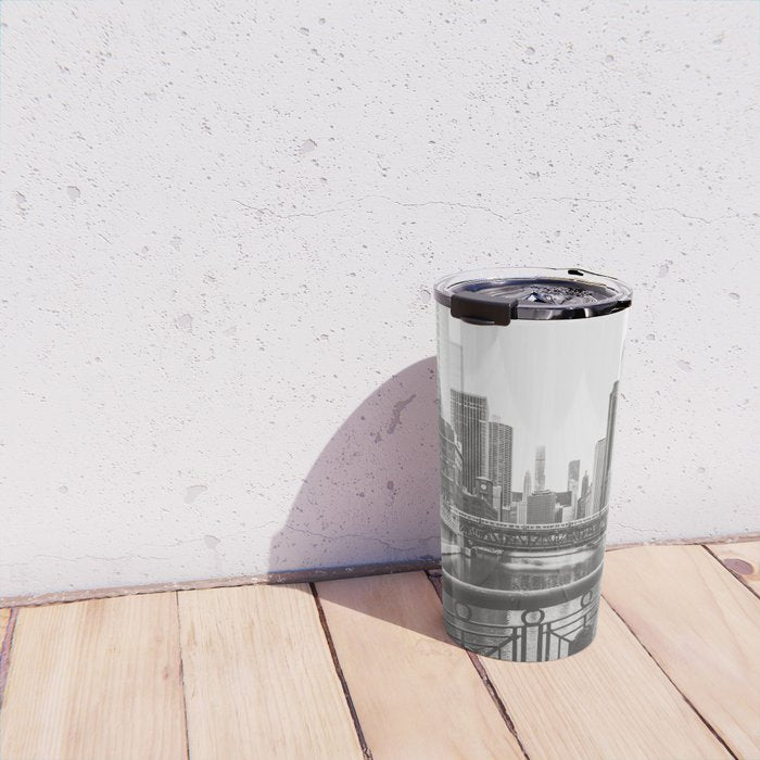 Chicago River Black and White Travel Mug Gallery Image 4