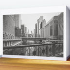 Chicago River Black and White Wall Mural Gallery Image 2