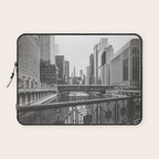 Chicago River Black and White Laptop Sleeve Gallery Image 1