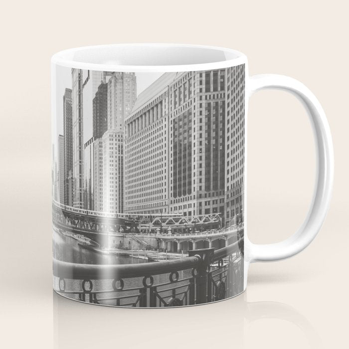Chicago River Black and White Coffee Mug Gallery Image 1