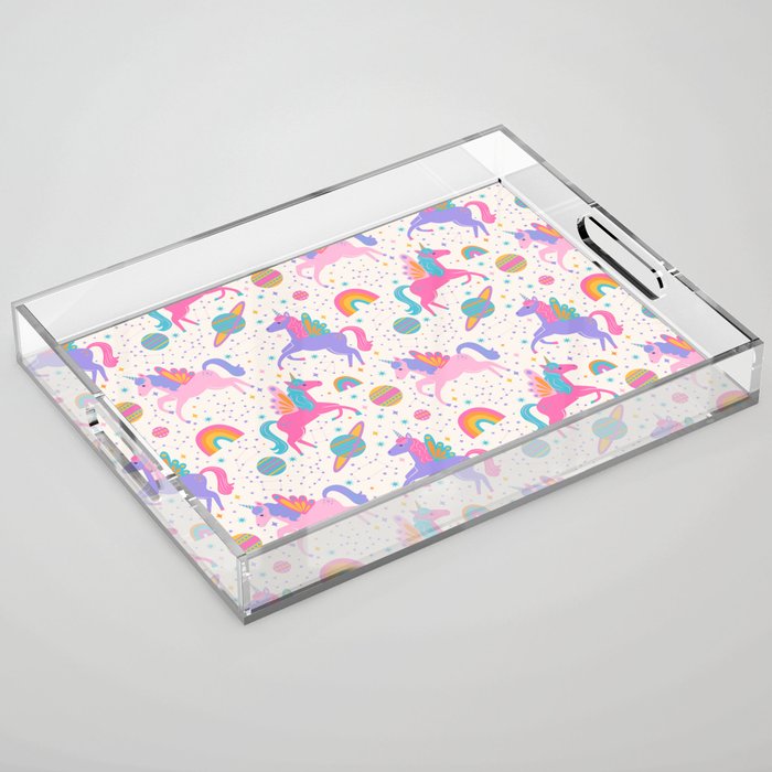 Space Unicorn - Neon Rainbow Acrylic Tray Gallery Image 1