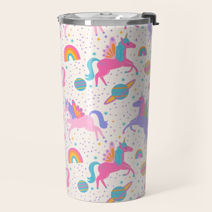 Space Unicorn - Neon Rainbow Travel Mug Gallery Image 2