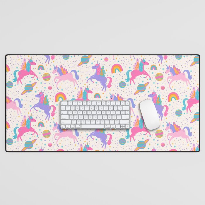 Space Unicorn - Neon Rainbow Desk Mat Gallery Image 1