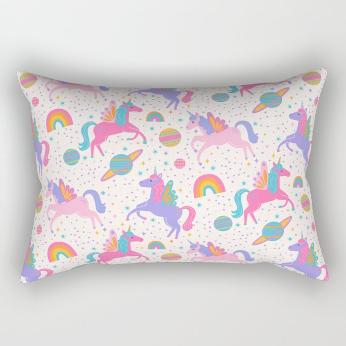 Space Unicorn - Neon Rainbow Rectangular Pillow Gallery Image 1
