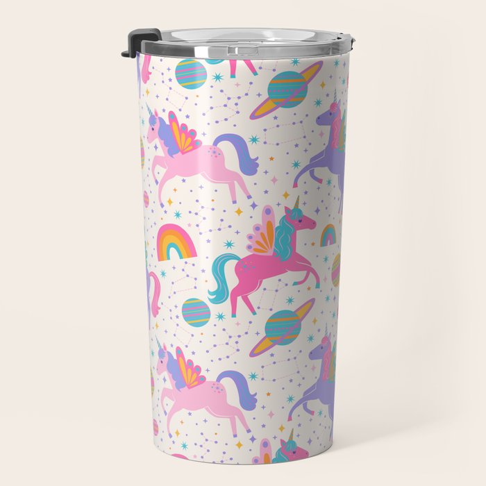 Space Unicorn - Neon Rainbow Travel Mug Gallery Image 3