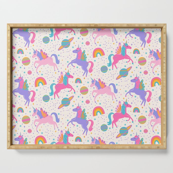 Space Unicorn - Neon Rainbow Serving Tray Gallery Image 1