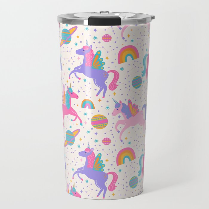 Space Unicorn - Neon Rainbow Travel Mug Gallery Image 1