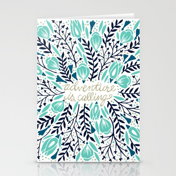 Adventure is Calling - Navy & Mint Palette Stationery Card Gallery Image 2