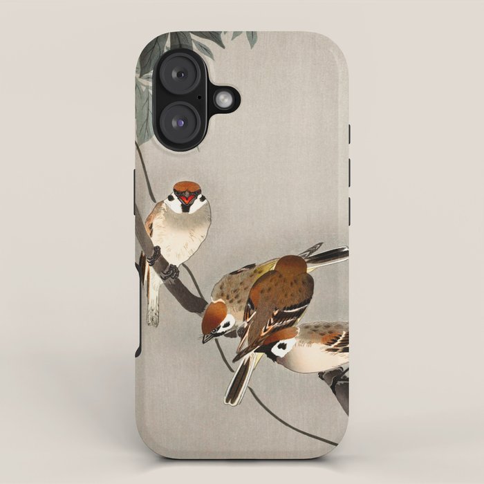 Sparrows and wisteria flower - Vintage Japanese Woodblock Print Art iPhone Case Gallery Image 1