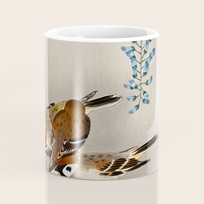Sparrows and wisteria flower - Vintage Japanese Woodblock Print Art Coffee Mug Gallery Image 4