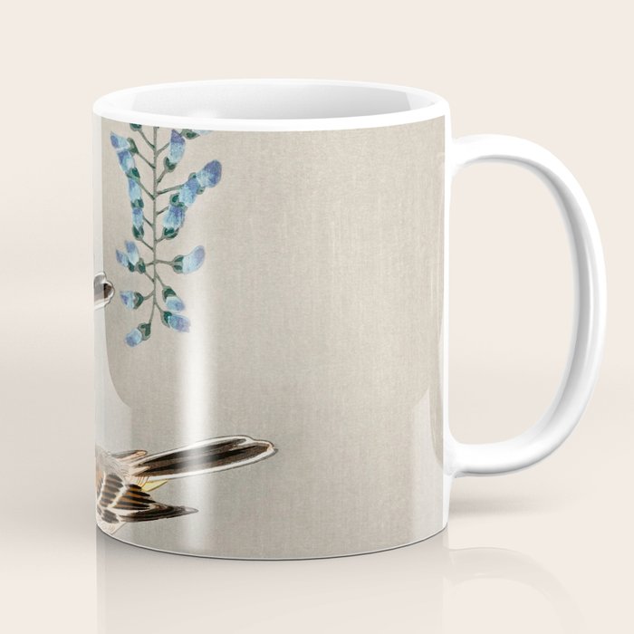 Sparrows and wisteria flower - Vintage Japanese Woodblock Print Art Coffee Mug Gallery Image 1