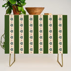Green And Cream Stripes And Flowers Credenza Gallery Image 1