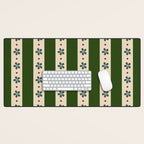 Green And Cream Stripes And Flowers Desk Mat Gallery Image 1