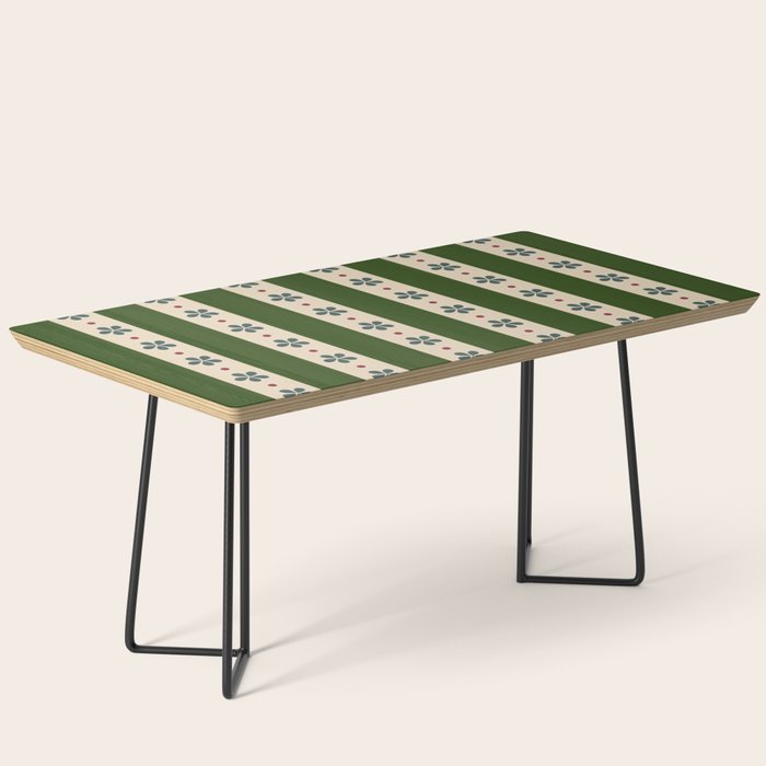 Green And Cream Stripes And Flowers Coffee Table Gallery Image 1