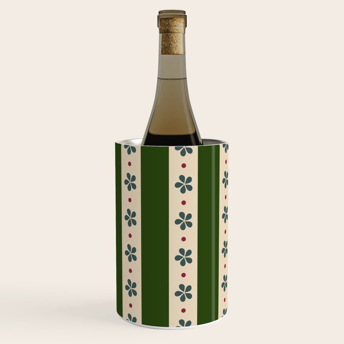 Green And Cream Stripes And Flowers Wine Chiller Gallery Image 2