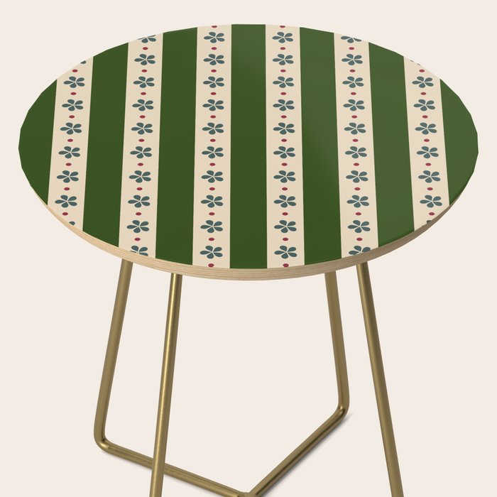 Green And Cream Stripes And Flowers Side Table Gallery Image 2