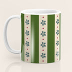 Green And Cream Stripes And Flowers Coffee Mug Gallery Image 3