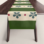 Green And Cream Stripes And Flowers Table Runner Gallery Image 1