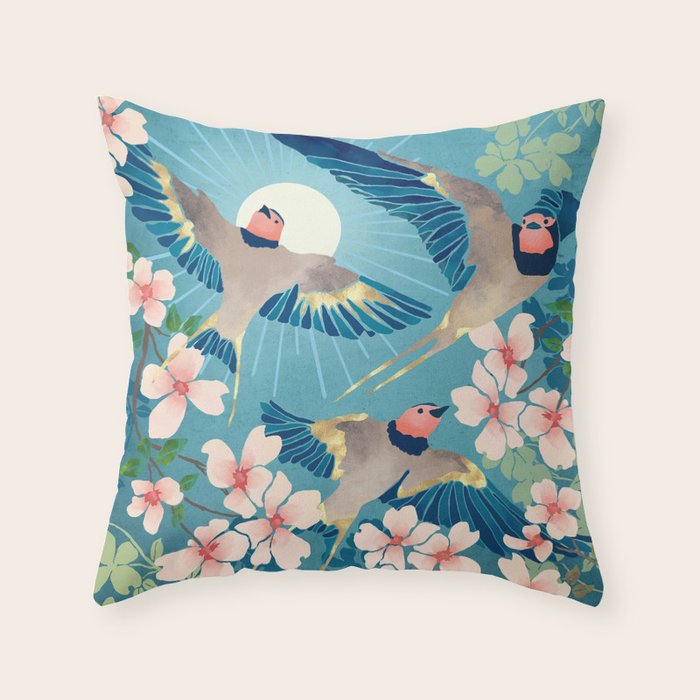 Swallows New Beginning Throw Pillow Gallery Image 1