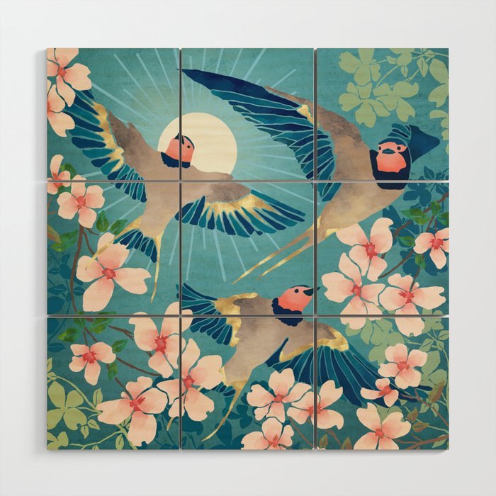Swallows New Beginning Wood Wall Art Gallery Image 1