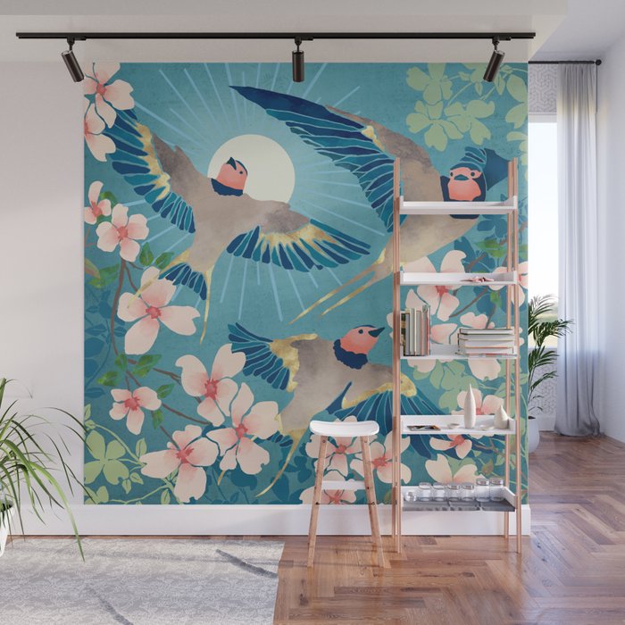 Swallows New Beginning Wall Mural Gallery Image 1