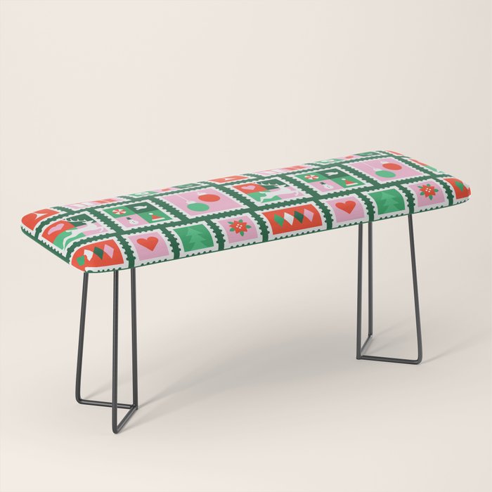 Christmas postage stamp pattern Bench Gallery Image 1