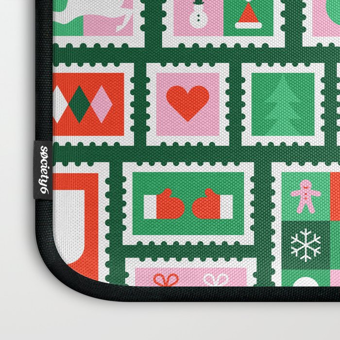 Christmas postage stamp pattern Laptop Sleeve Gallery Image 3