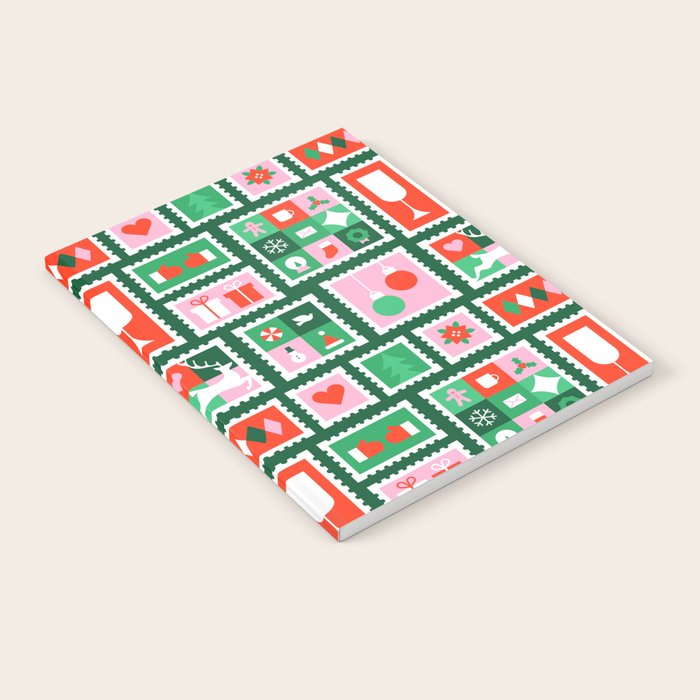 Christmas postage stamp pattern Notebook Gallery Image 1